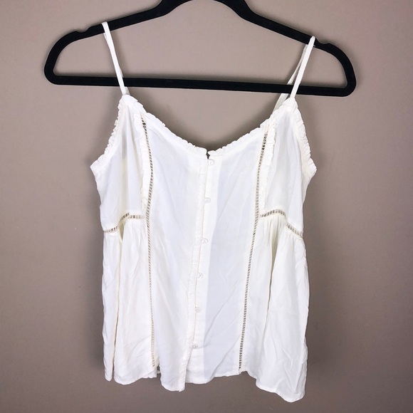 American Eagle Outfitters Tops - American eagle white ruffle tank top